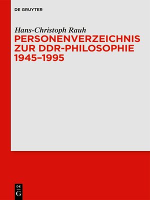 cover image of Personenverzeichnis zur DDR-Philosophie 1945–1995